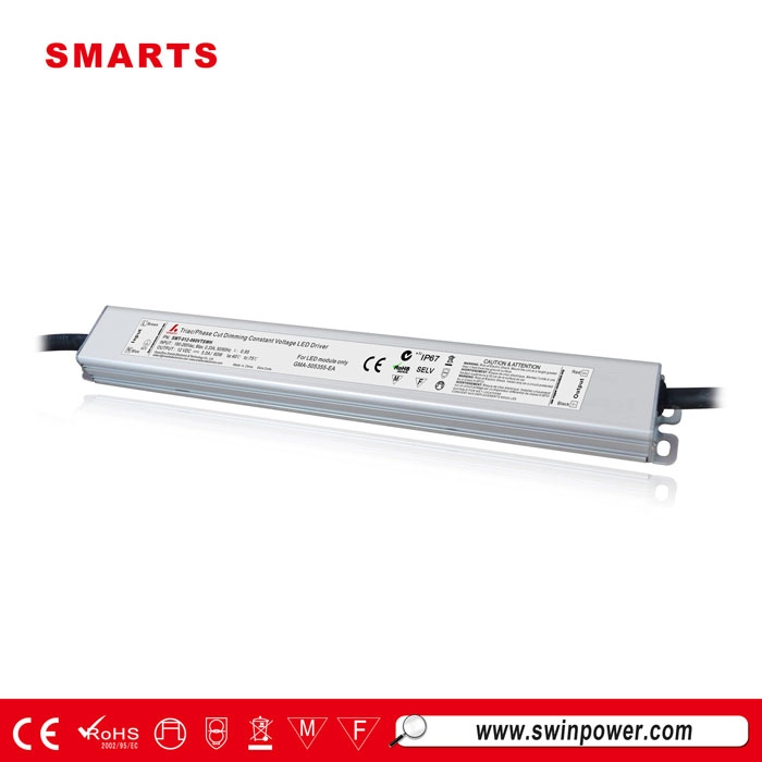Slim triac regulable voltaje constante impermeable 12v 60w fuente de alimentación led