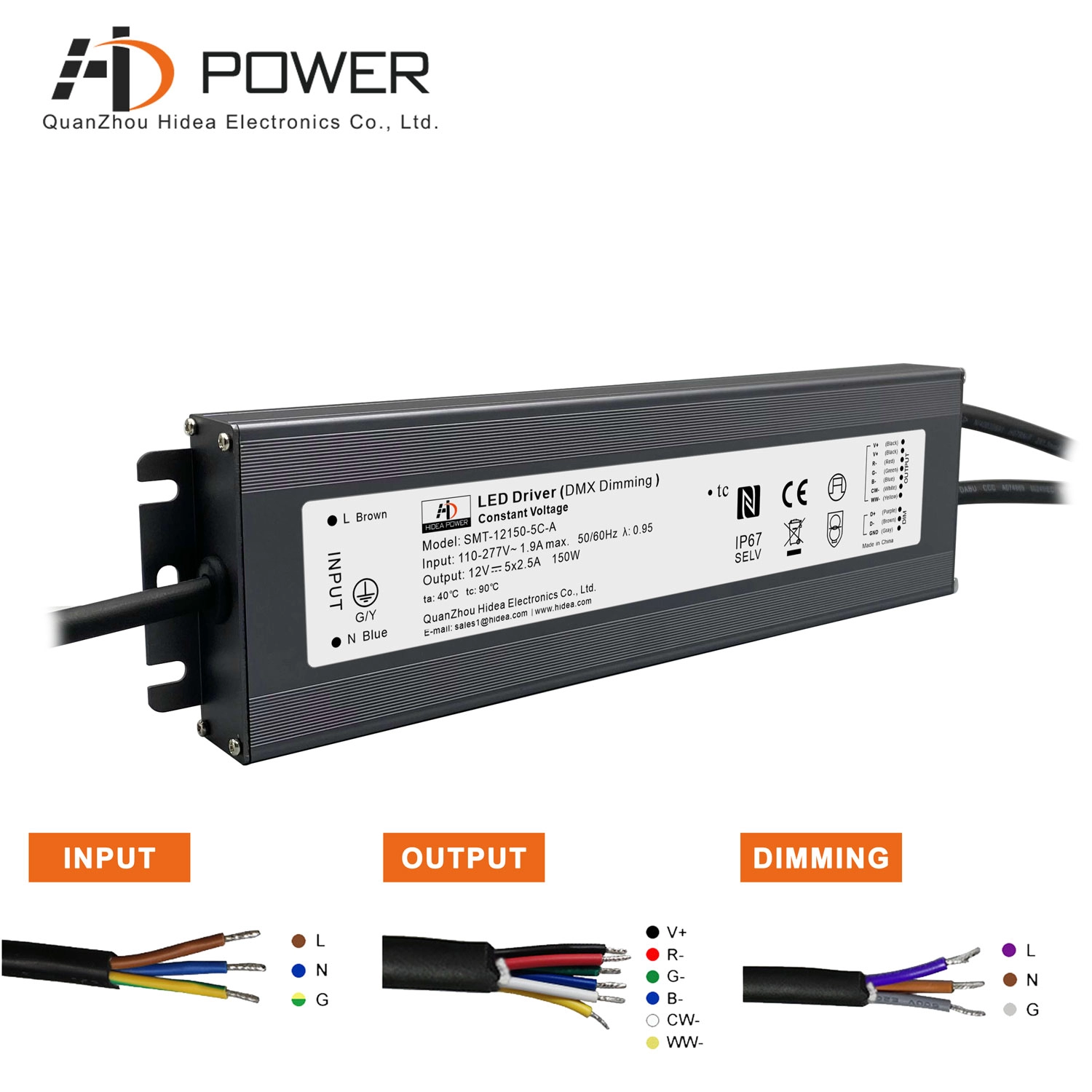 DMX led driver impermeable led fuente de alimentación 12v 150w para luces de colores