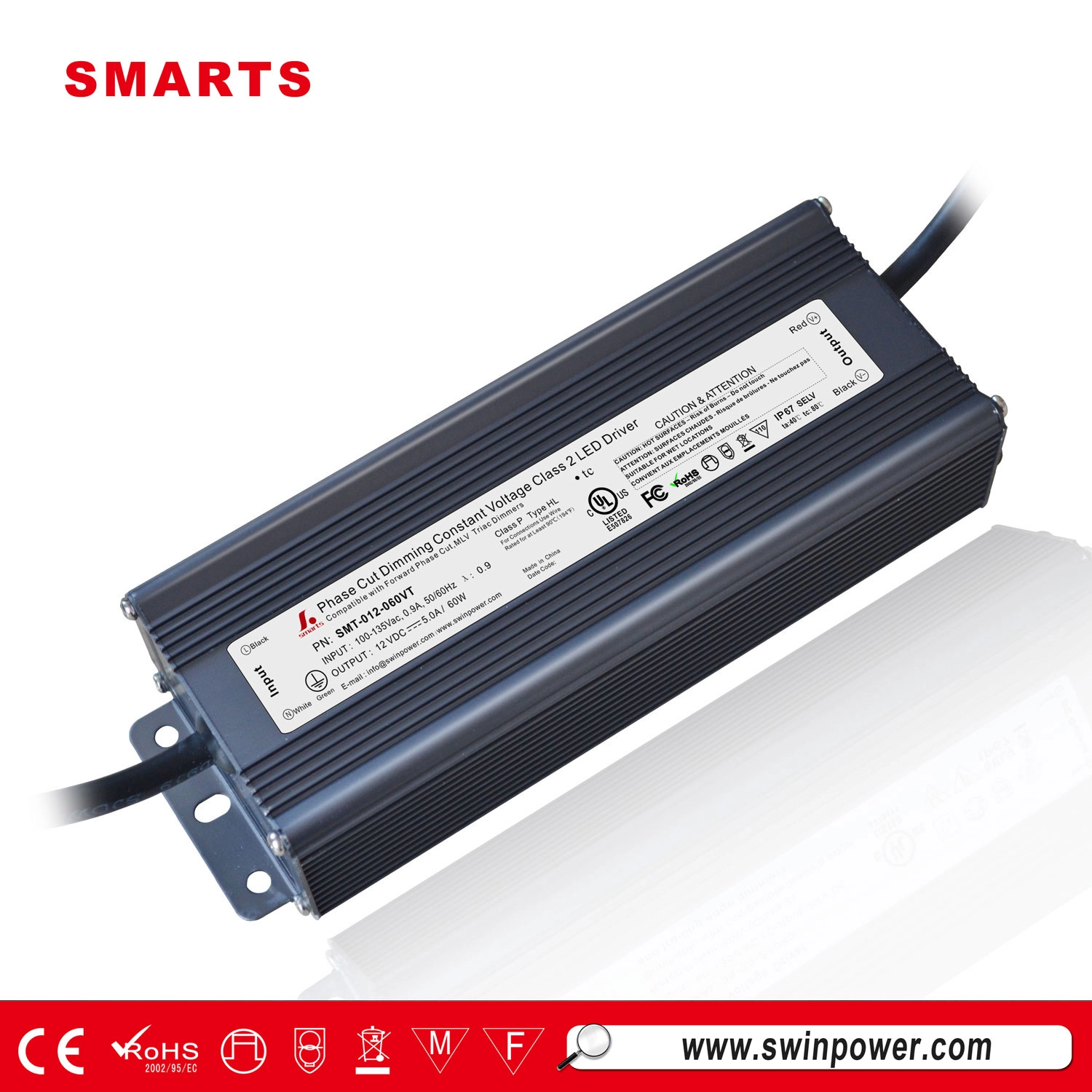 Controlador de luz de panel LED 12v 60w triac regulable voltaje constante led fuente de alimentación