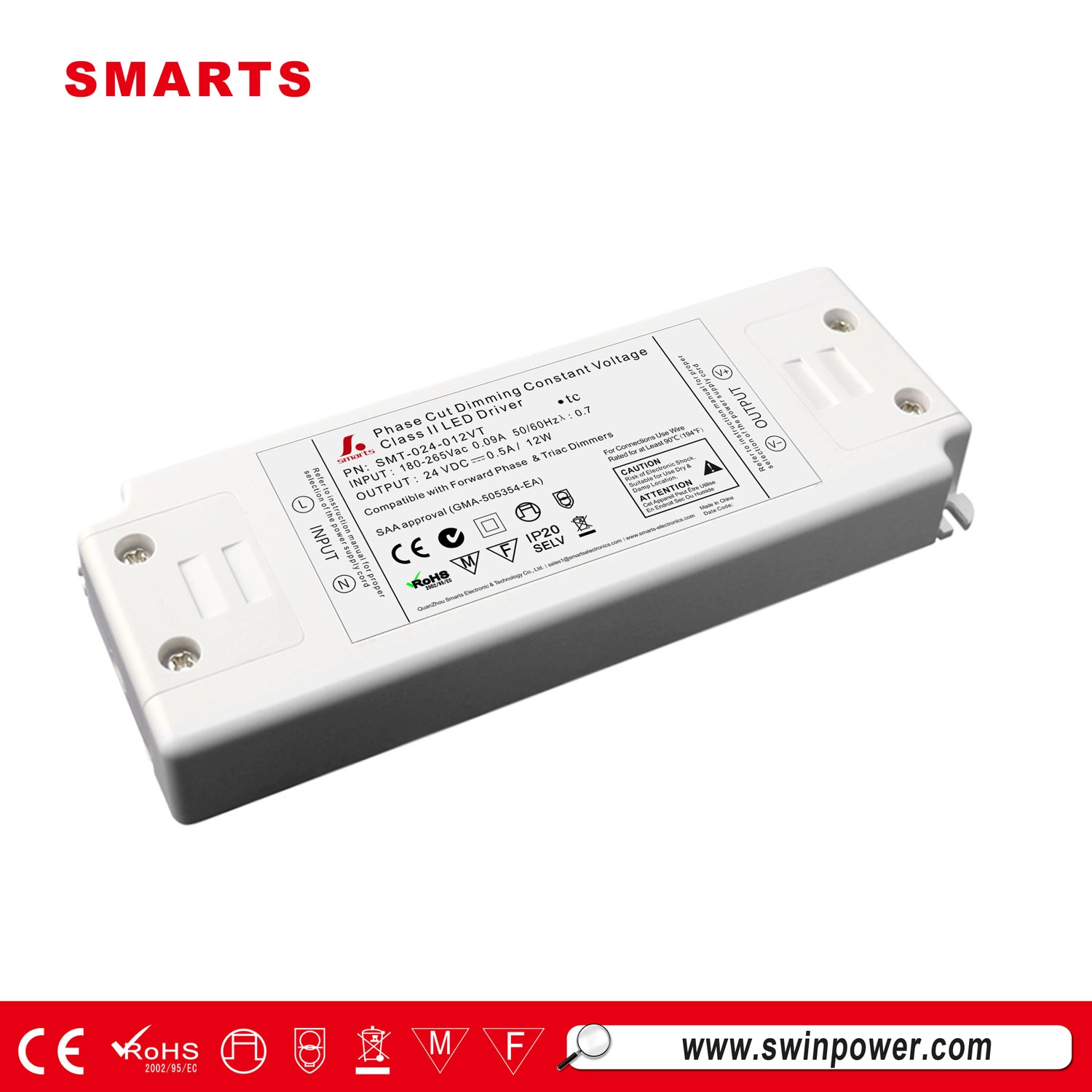 Controlador LED delgado de voltaje constante regulable triac de 24v 12w