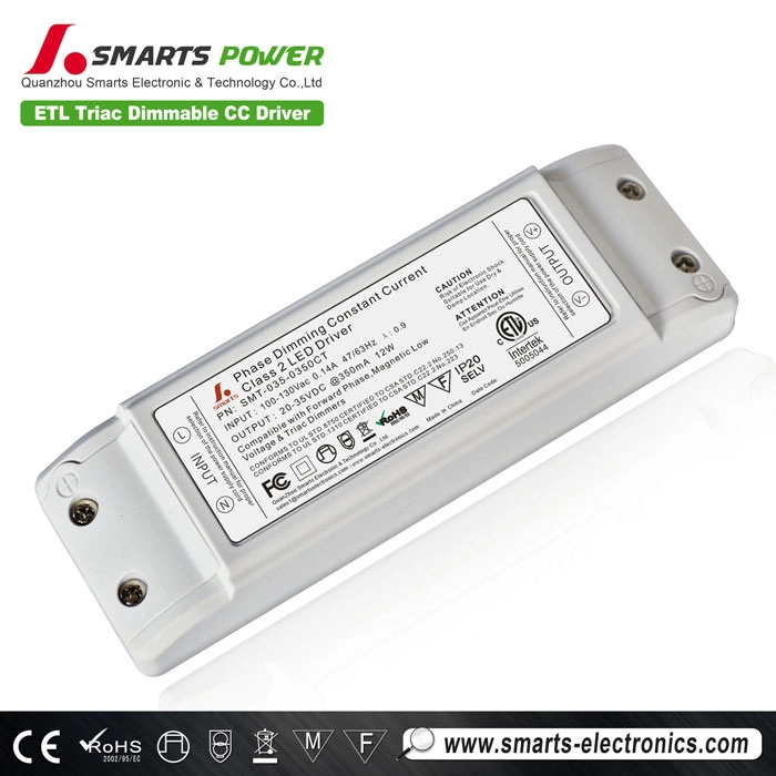 Controlador de alimentación LED triac regulable 350mA 12w