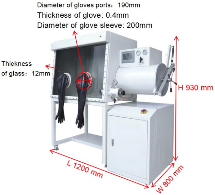 Caja de guantes de vacío de laboratorio de personalización con sistema de purificación