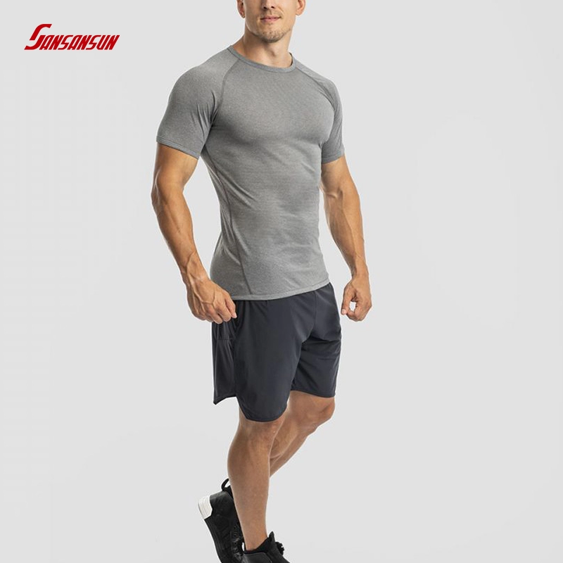 Camisas de gimnasio ajustadas de tejido deportivo profesional para hombres