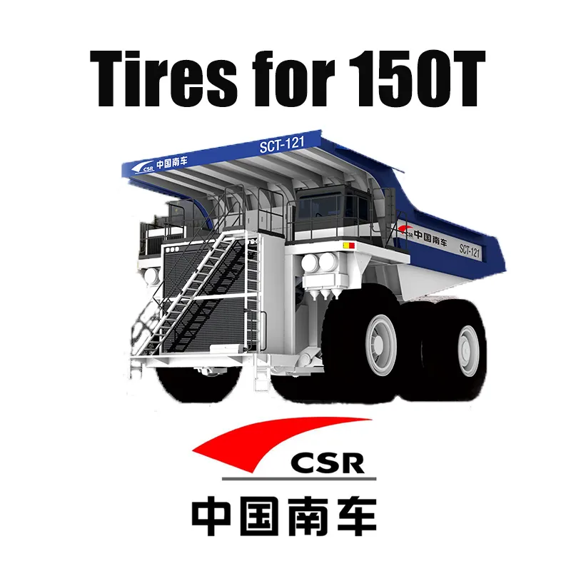 Neumáticos OTR para minería 36.00R51 equipados en camiones volquete rígidos 150T