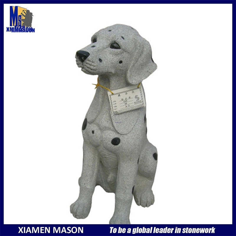 Escultura de perro animal de piedra de granito tallada a mano al aire libre