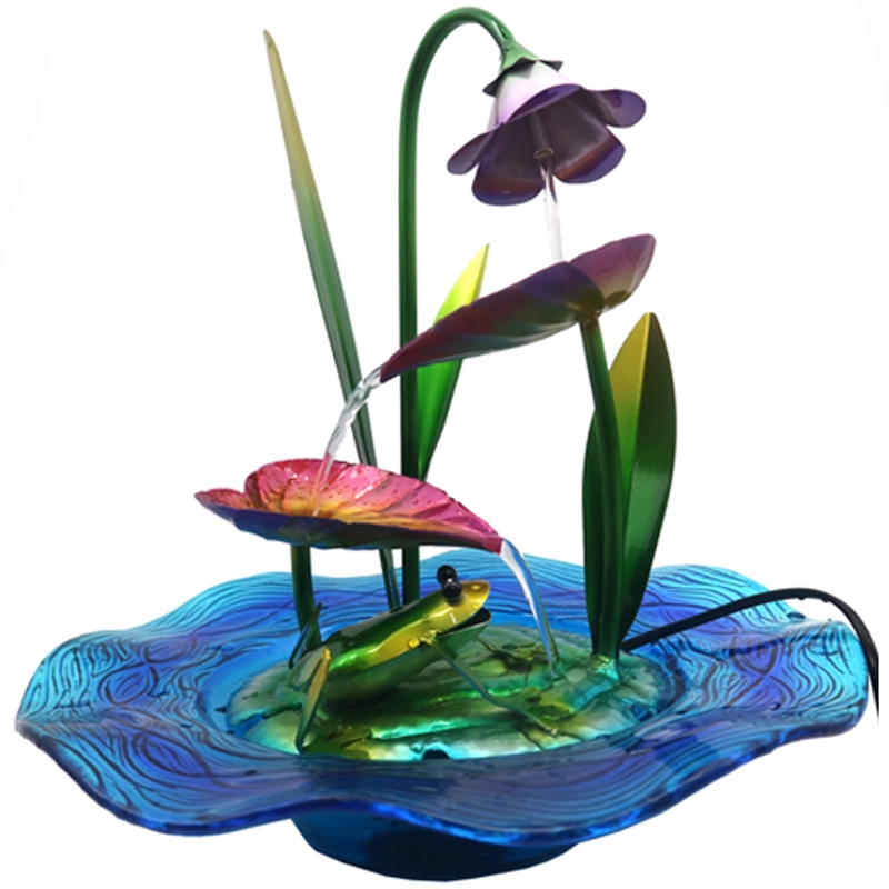 Fuente de mesa de cristal de flores