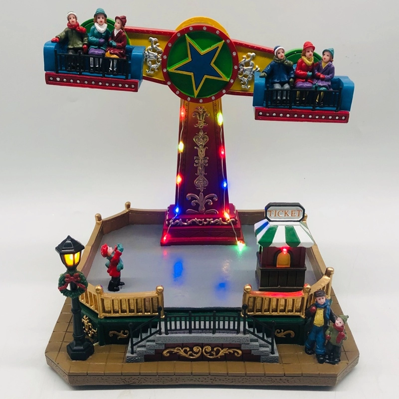 Patio de juegos de Navidad iluminado con niños voladores