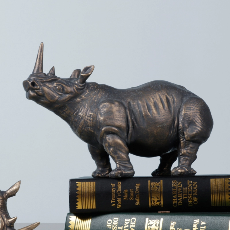 Decoración moderna para el hogar Estatuas de rinoceronte Decoración de resina