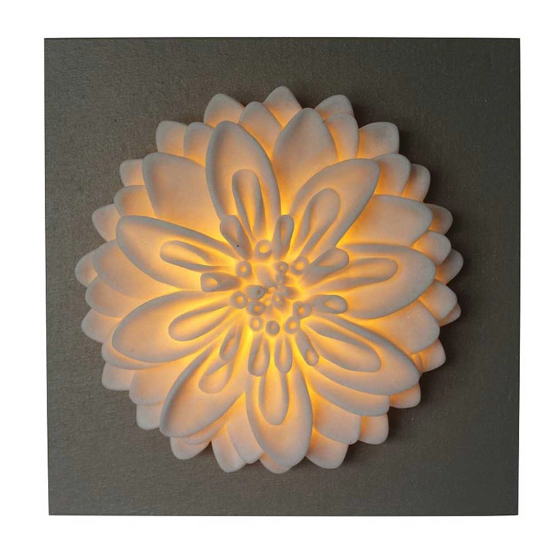 Placa del MDF de la flor de la piedra arenisca del arte de la pared con la luz llevada
