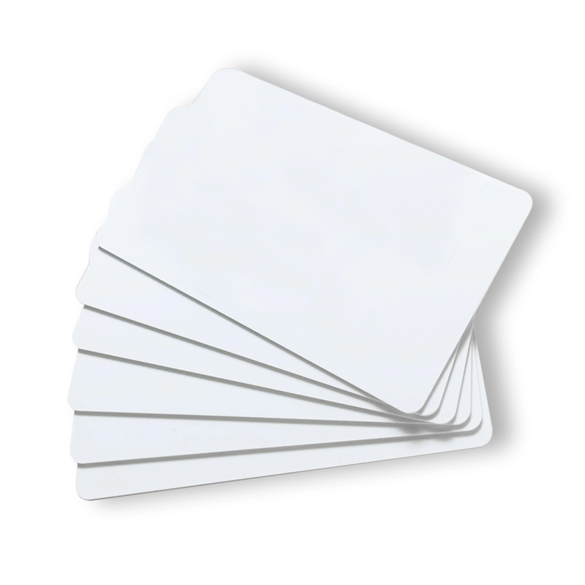 Tarjeta inteligente rfid de PVC de plástico cr80 en blanco de 13,56 MHz blanca
