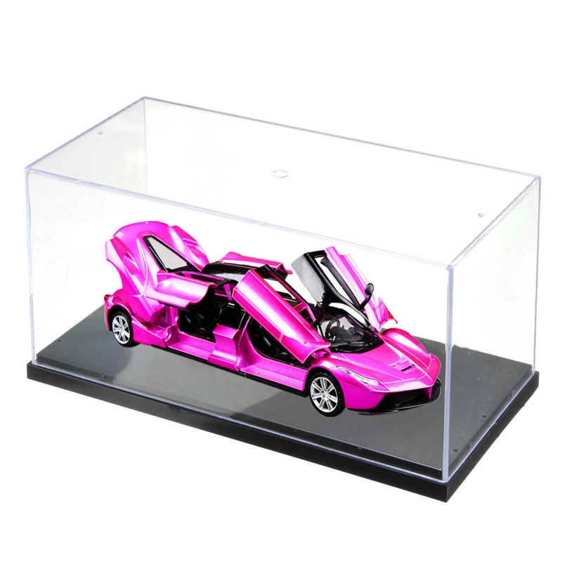 Caja de exhibición de coche modelo de exhibición de acrílico personalizada con varios logotipos impresos