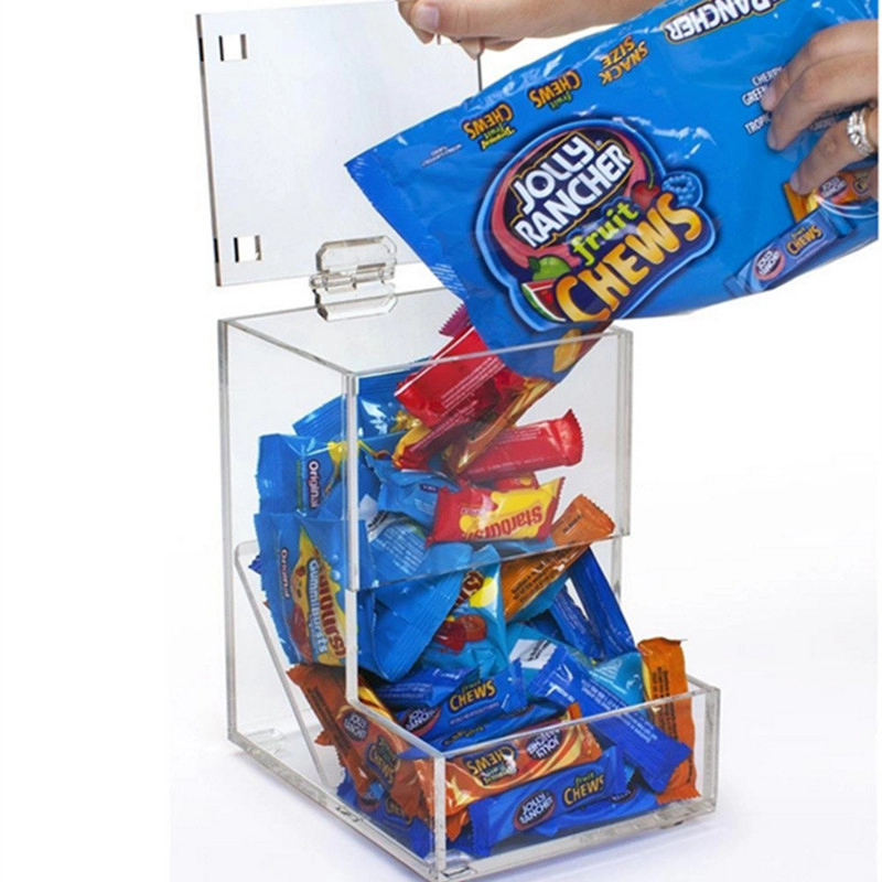 Caja de dulces de acrílico transparente con tapa