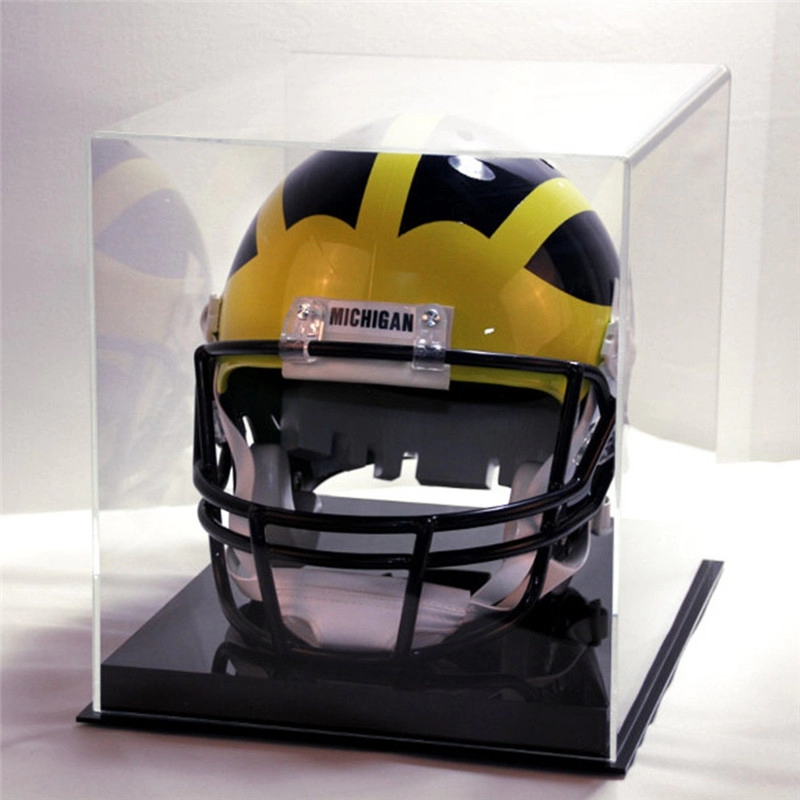Caja de exhibición de casco de acrílico transparente alta hecha a mano personalizada