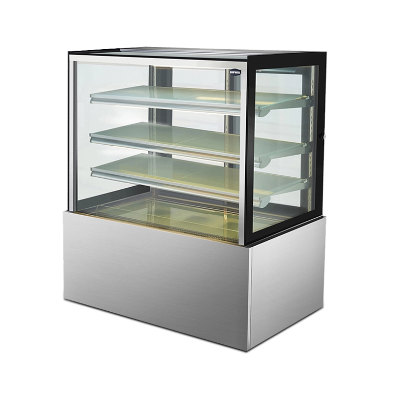 Refrigerador de exhibición de acero inoxidable con ventilador, vitrina para tienda