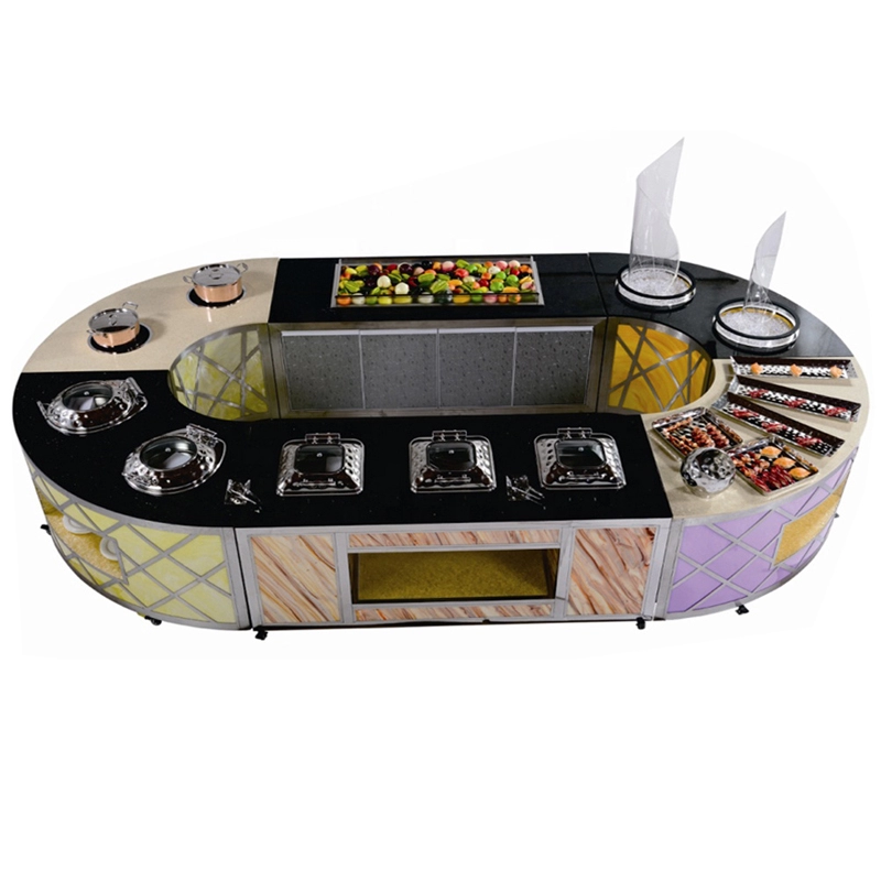Mostrador de barra de buffet de mármol de lujo con lista de equipos de cocina de hotel de restaurante