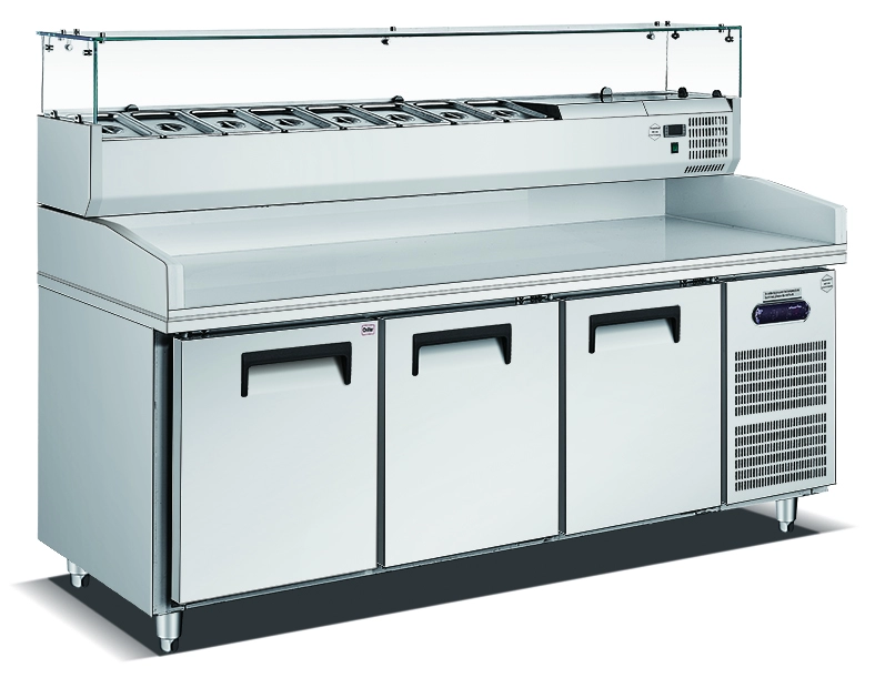 Refrigerador de mesa de preparación de pizza comercial de acero inoxidable