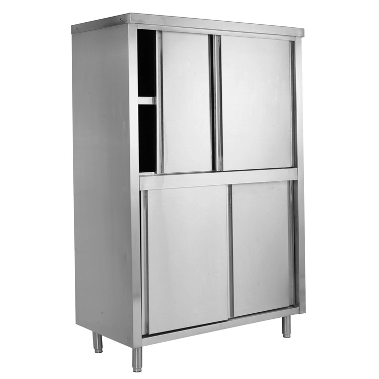 Gabinete de cocina de acero inoxidable de almacenamiento vertical con puertas corredizas