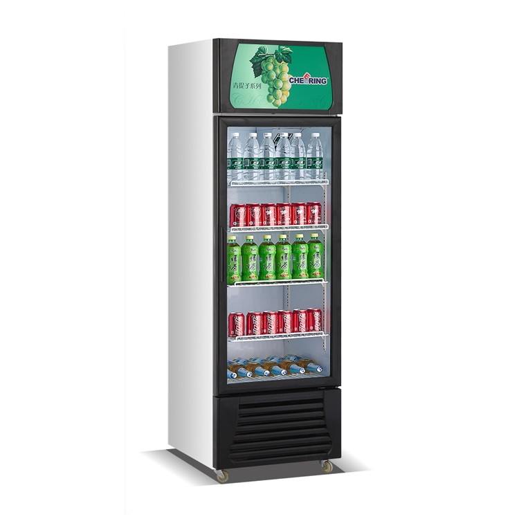 Refrigerador comercial Refrigerador de exhibición de bebidas con puerta de vidrio