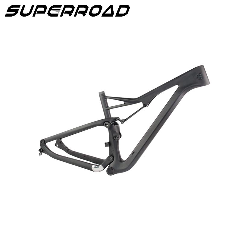 Cuadro de bicicleta de montaña de fibra de carbono Superroad anticalor 650B Plus bicicleta 27,5 carbono suspensión completa marco horquilla