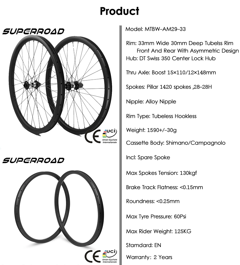 Strong Enough Superroad Mtb AM T700 650C Carbono 35 mm de ancho Bicicleta Tubeless 26er Juegos de ruedas con Novatec Hub