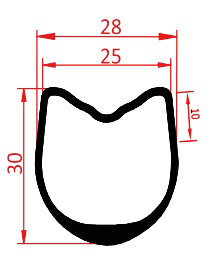 30mm tubular carbon rim profile