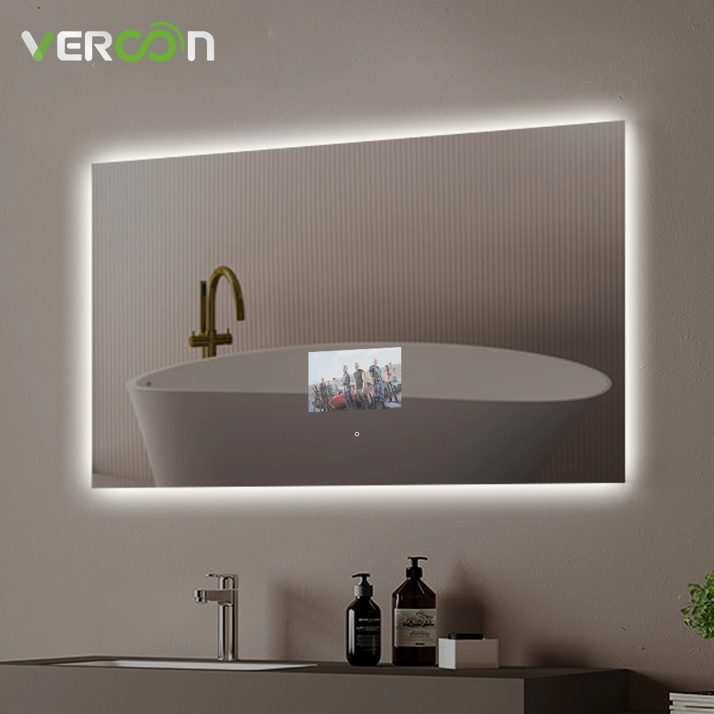 Espejo de baño inteligente retroiluminado con Android OS 11 y pantalla táctil de 10,1 pulgadas