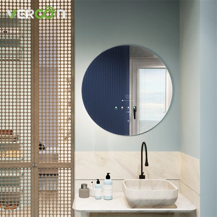 Espejo de vanidad inteligente retroiluminado antivaho montado en la pared sin marco a prueba de agua