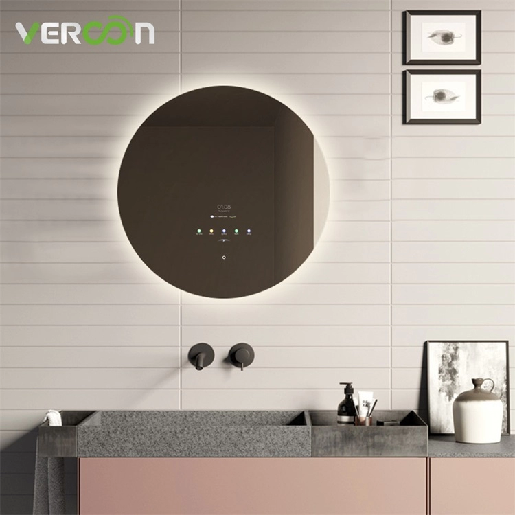Espejo de baño inteligente Vercon Espejo LED redondo Amazon