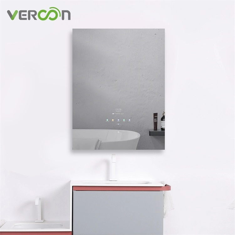 Espejo de tocador de baño inteligente con montaje en pared antivaho LED con iluminación LED regulable