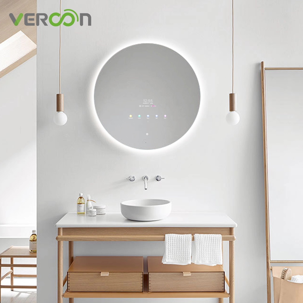 Vercon Custom Baño Iluminado LED Inteligente Espejo Redondo con Interruptor Táctil