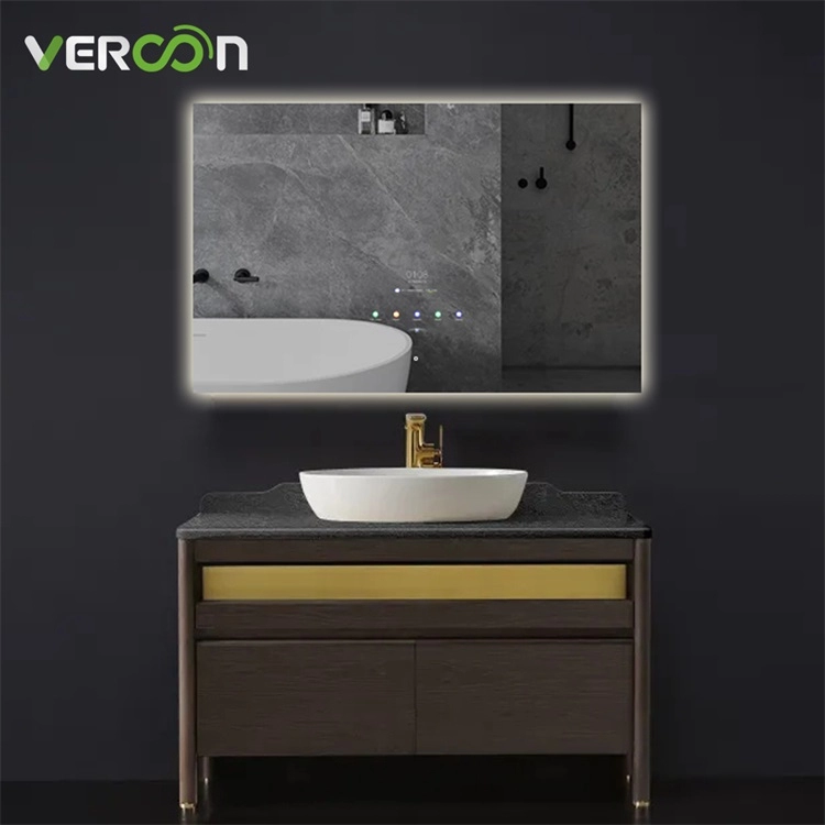 La pantalla táctil elegante impermeable modificó el espejo ligero llevado para requisitos particulares del cuarto de baño moderno