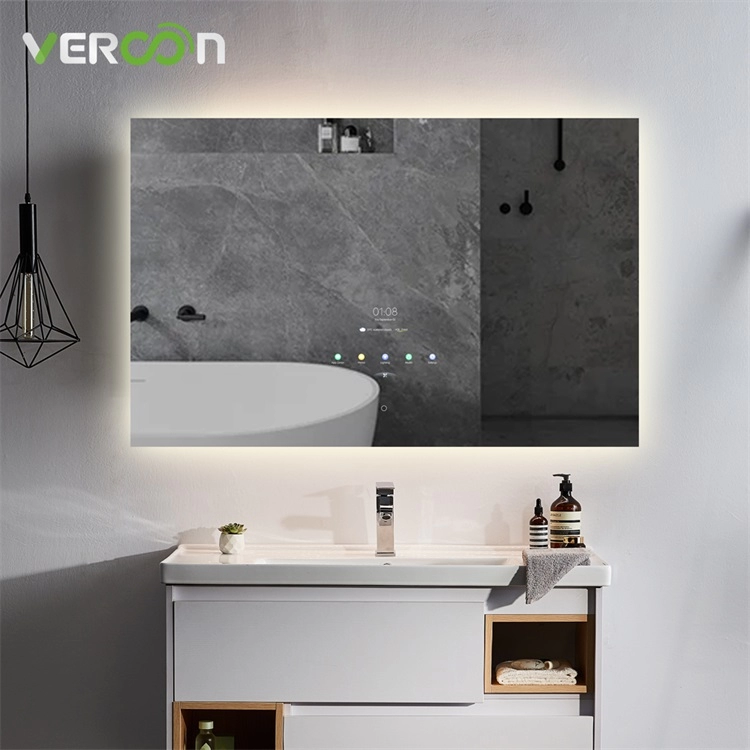 Espejo de tocador de pared para baño, espejo táctil Android, espejo inteligente con WIFI