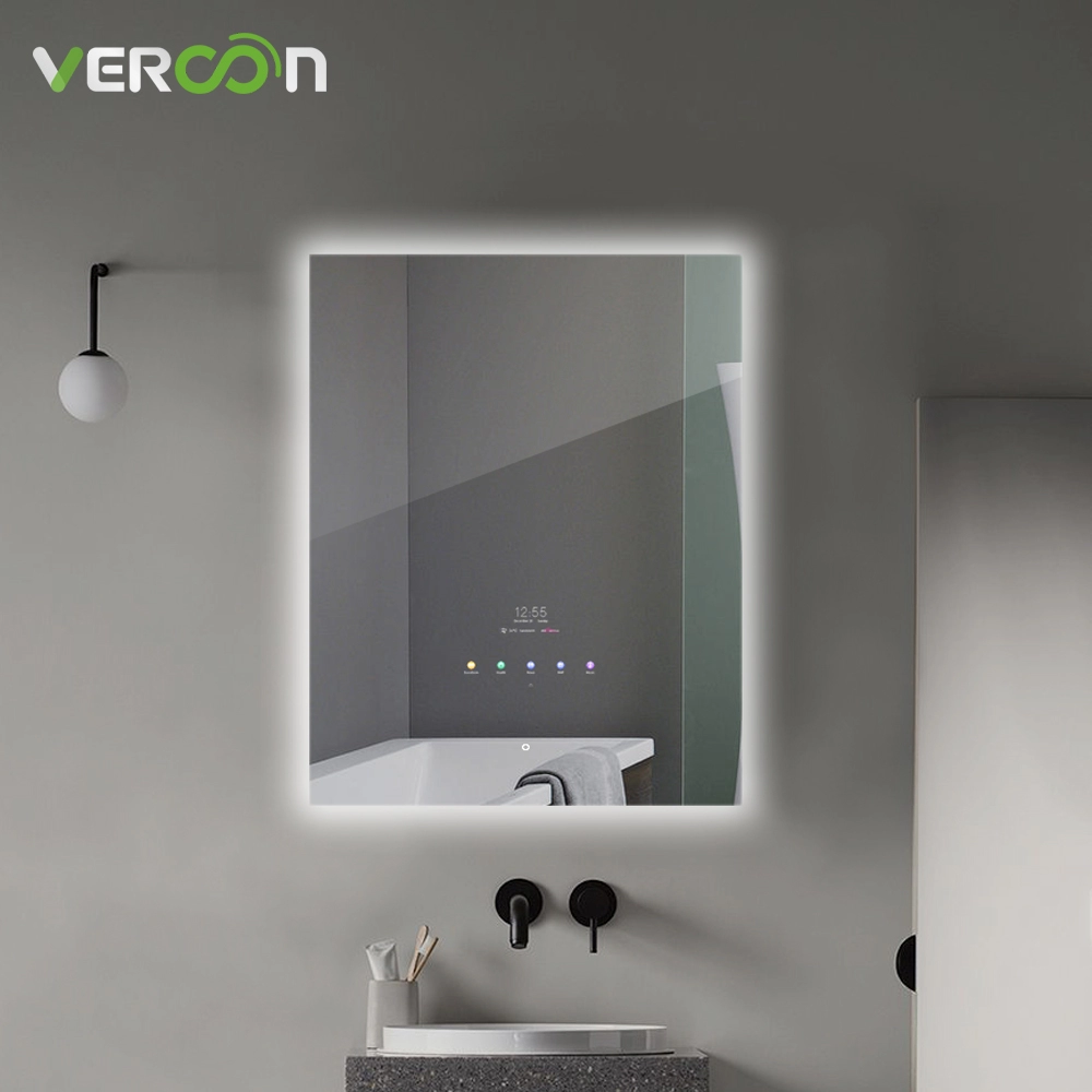 Espejo de baño iluminado LED regulable con pantalla táctil resistente al agua IP65