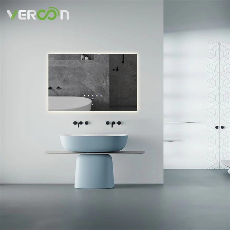 El cuarto de baño rectangular del espejo de la exhibición del tiempo modificó el espejo elegante del antivaho retroiluminado LED para requisitos particulares