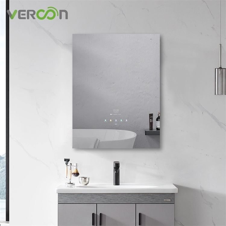 Espejo de baño LED inteligente retroiluminado rectangular resistente al agua antivaho de 30 "