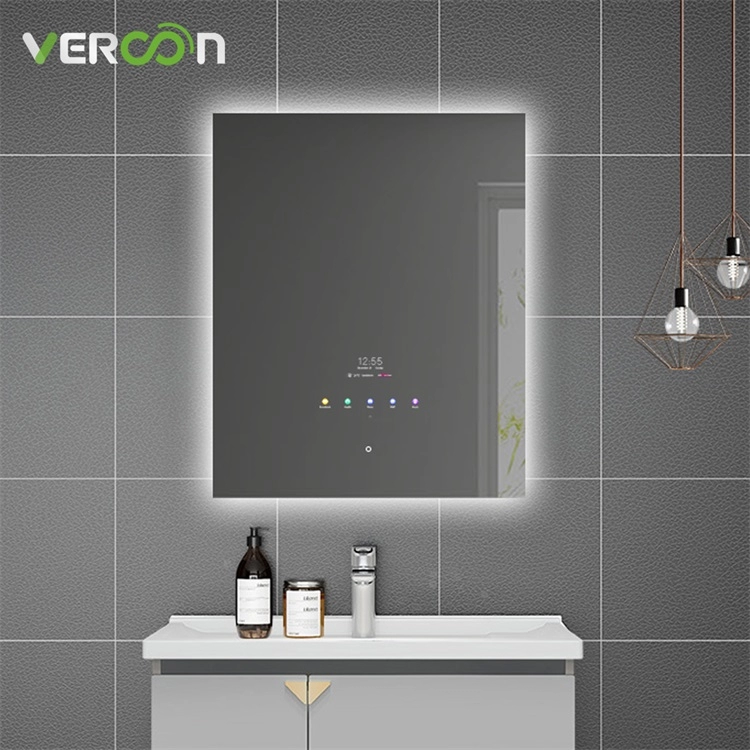 Espejo de baño LED inteligente retroiluminado rectangular resistente al agua antivaho de 30 "