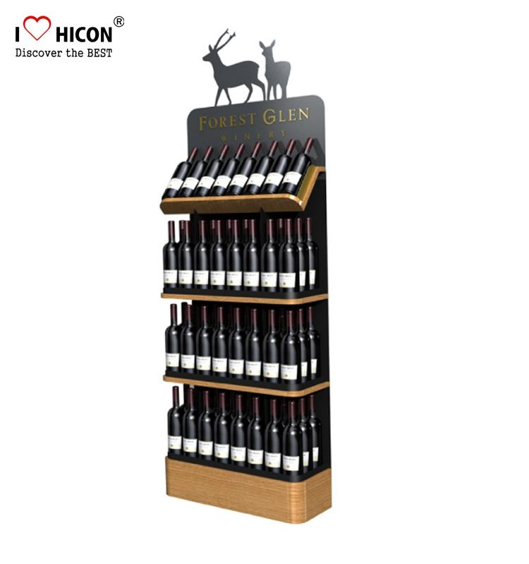 Soporte de exhibición de botella de vino de madera de piso de 4 capas innovador vendible
