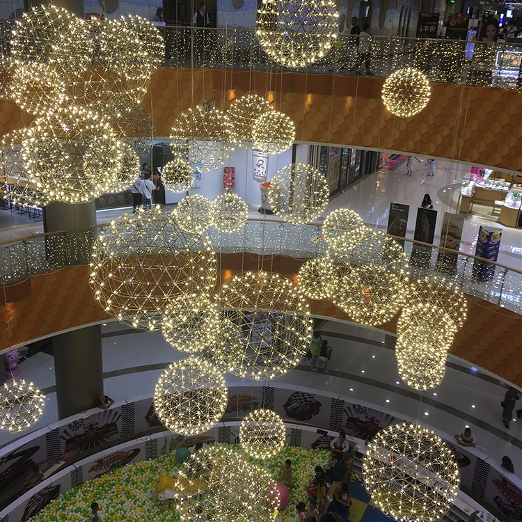 Decoración de bolas de luces de moda para centro comercial