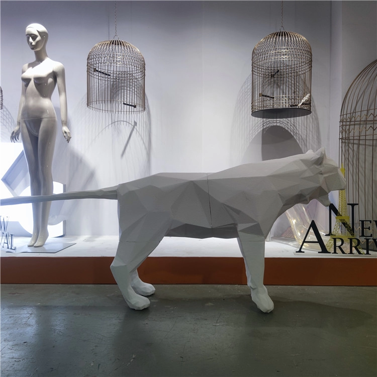 Estatua de pantera de fibra de vidrio de diseño abstracto al por mayor