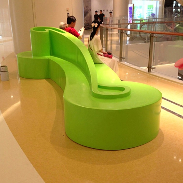 Banco de notas de fibra de vidrio centro comercial decoración de silla grande
