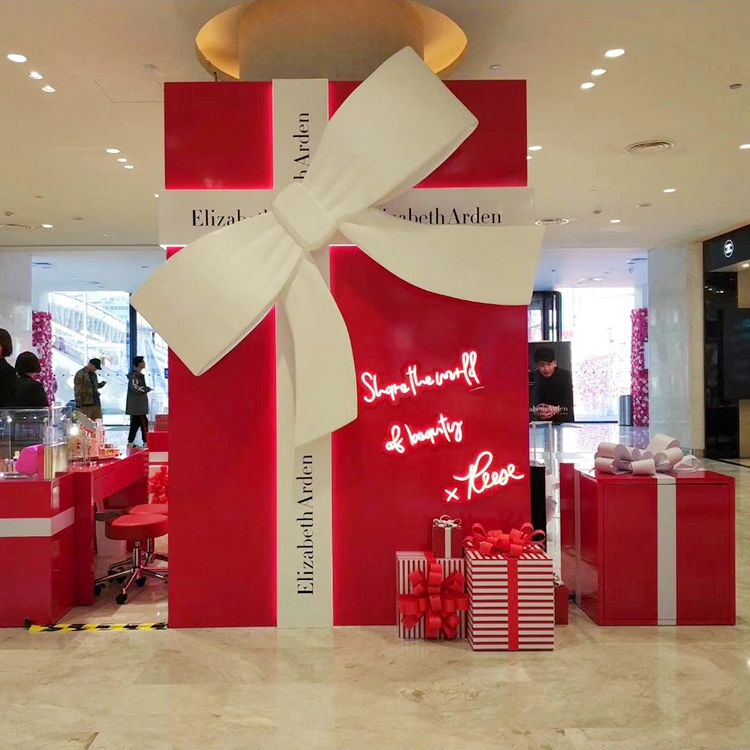 Caja de regalo de madera personalizada para decoración navideña de centro comercial