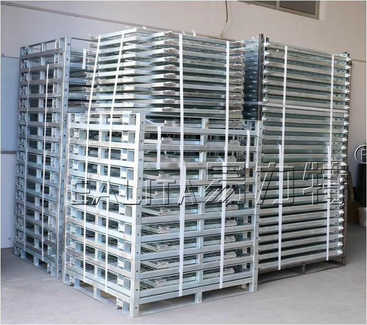 Contenedor de malla de alambre de jaula de almacenamiento galvanizada plegable M-PCM-01-P
