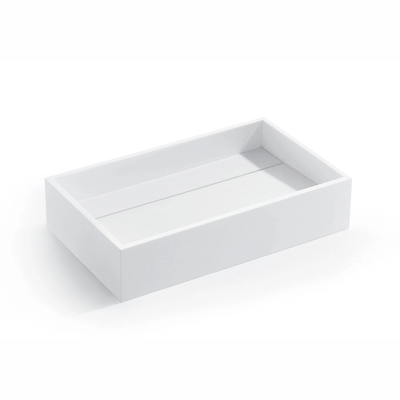 Lavabo de superficie sólida blanco mate de diseño moderno para baño