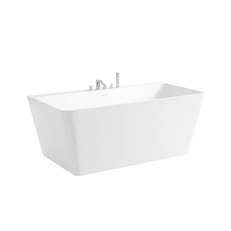 Bañera independiente de superficie sólida de diseño moderno en blanco mate