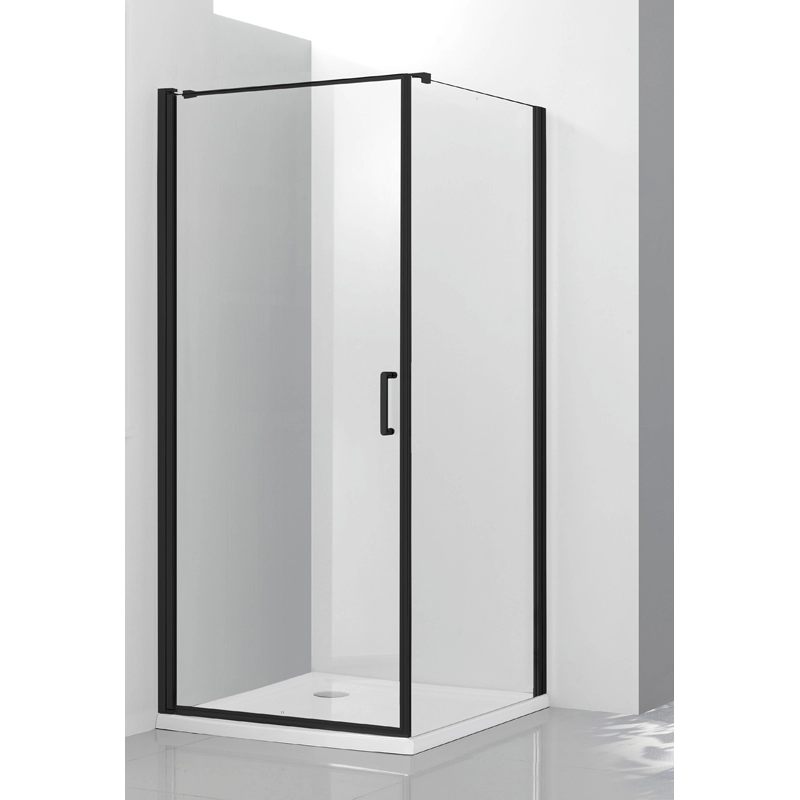 Mamparas de ducha con puerta pivotante sin marco en negro mate