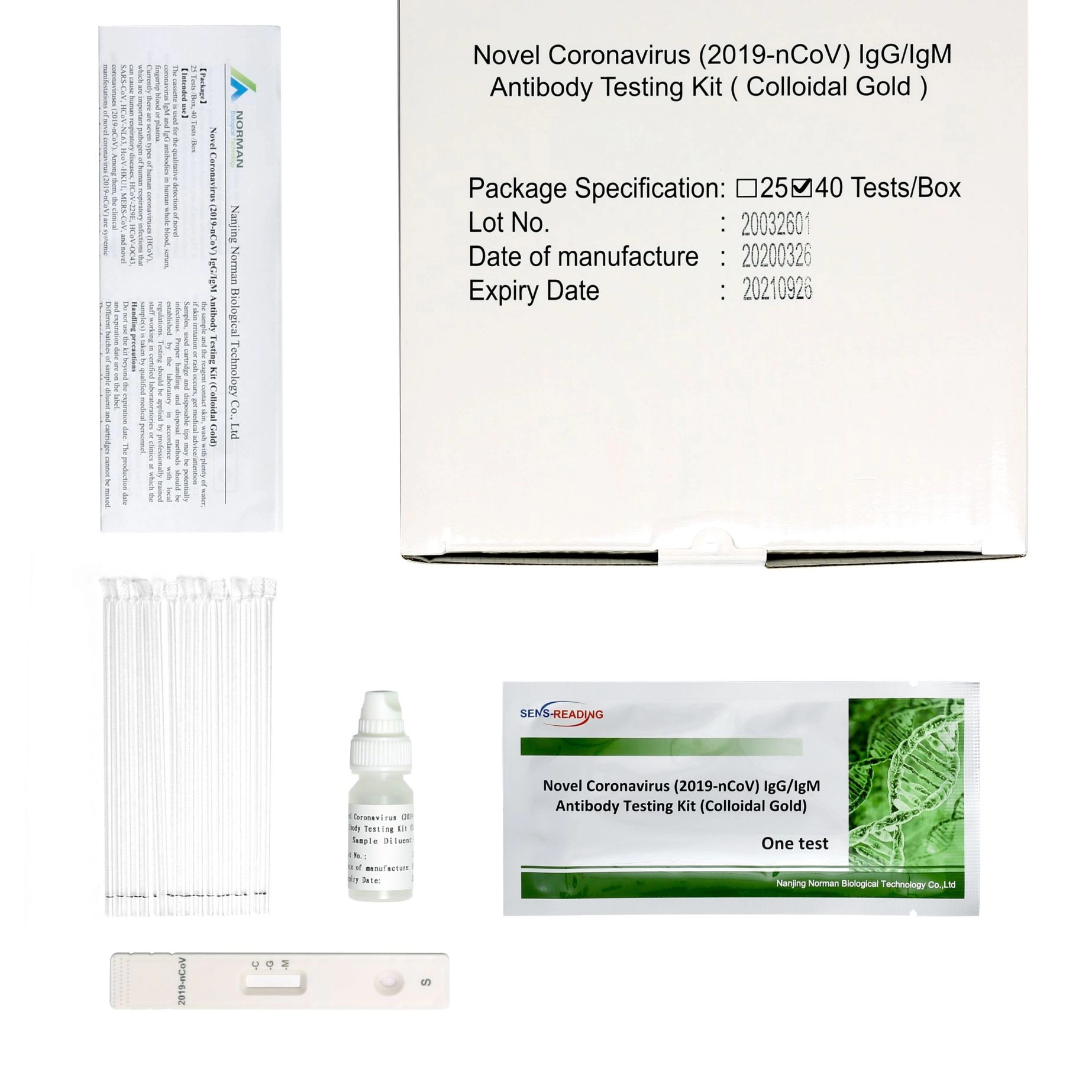 Nuevo kit de prueba de anticuerpos IgG/IgM para coronavirus (2019-nCoV) (oro coloidal)