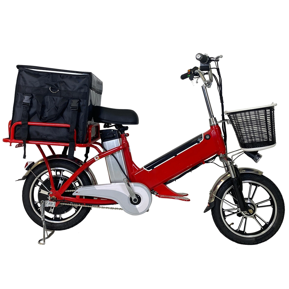Bicicleta eléctrica de entrega de alimentos de largo alcance con batería de litio de 48V y 350W