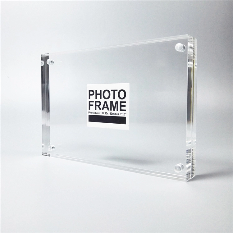Bloque de marco de fotos magnético acrílico transparente de doble cara independiente