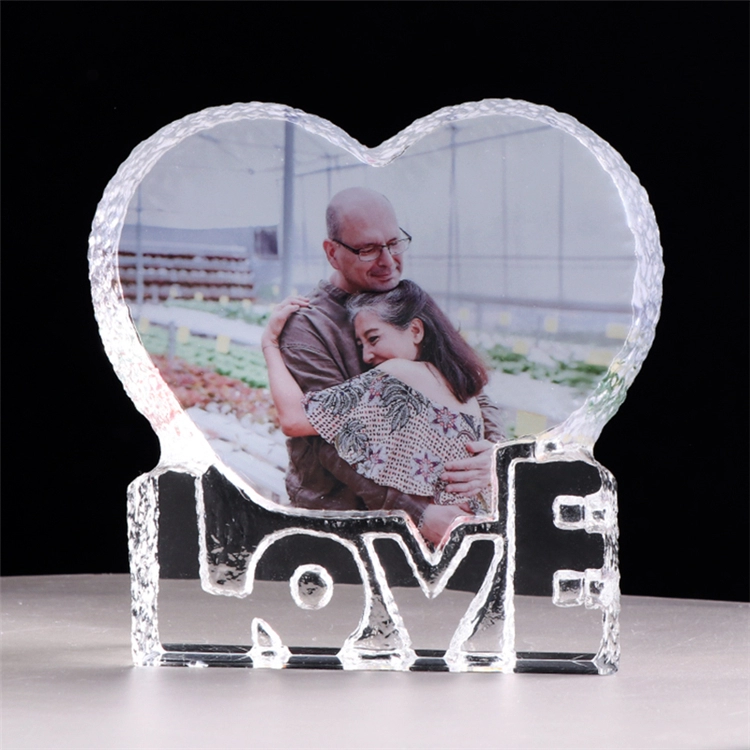 Marco de fotos de acrílico de cristal de amor personalizado