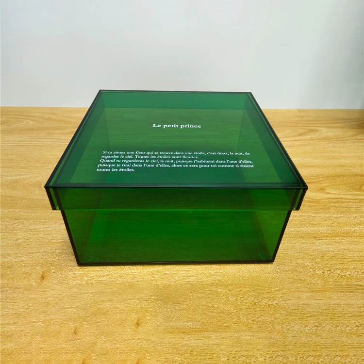 caja de almacenamiento de acrílico colorido apilable a prueba de polvo con tapa